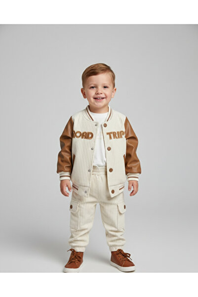 Donino Erkek Bebek Bayramlık Trips Nakışlı Ceket 3’lü Takım