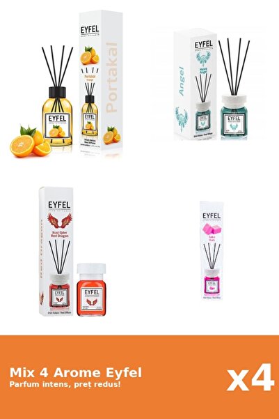 Eyfel Set 4 Mix Eyfel: 1x Angel, 1x Bubble Gum, 1x Portocala, 1x Red Dragon