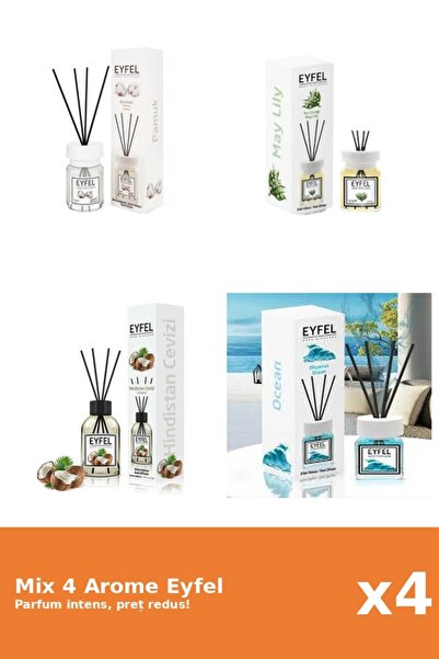 Eyfel Set 4 Mix Eyfel: 1x Bumbac, 1x Lacramioare, 1x Nuca De Cocos, 1x Ocean