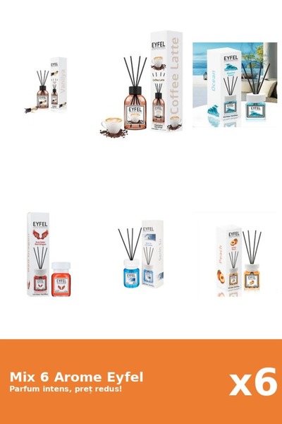 Eyfel Set 6 Mix Eyfel: 1x Cafea, 1x Cool Water, 1x Ocean, 1x Piersica, 1x Red...