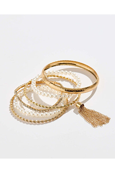 REDTAG Women Gold Embellished Bracelet Set (6 Piece)