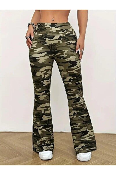 Turega Style Women's High Waist Camouflage Patterned Diver Leggings