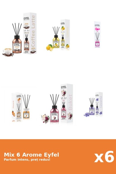 Eyfel Set 6 Mix Eyfel: 1x Bouquet, 1x Bubble Gum, 1x Cafea, 1x Lamaie, 1x Lav...