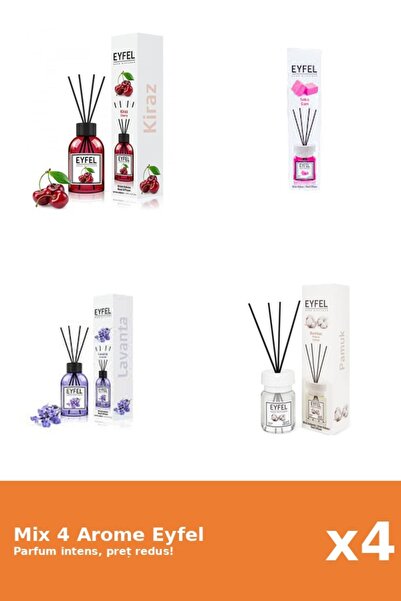 Eyfel Set 4 Mix Eyfel: 1x Bubble Gum, 1x Bumbac, 1x Cirese, 1x Lavanda