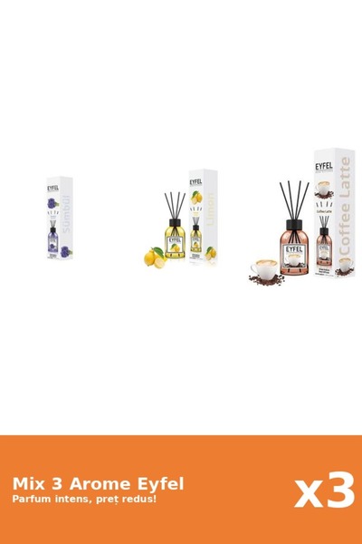 Eyfel Set 3 Mix Eyfel: 1x Cafea, 1x Lamaie, 1x Zambile