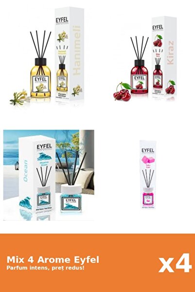 Eyfel Set 4 Mix Eyfel: 1x Bubble Gum, 1x Cirese, 1x Mana Maicii Domnului, 1x ...