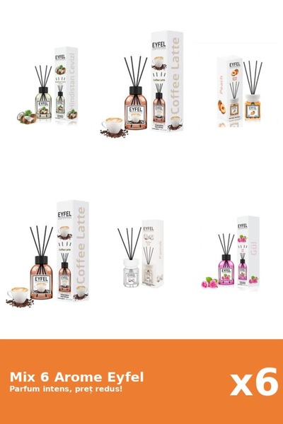 Eyfel Set 6 Mix Eyfel: 1x Bumbac, 2x Cafea, 1x Nuca De Cocos, 1x Piersica, 1x...