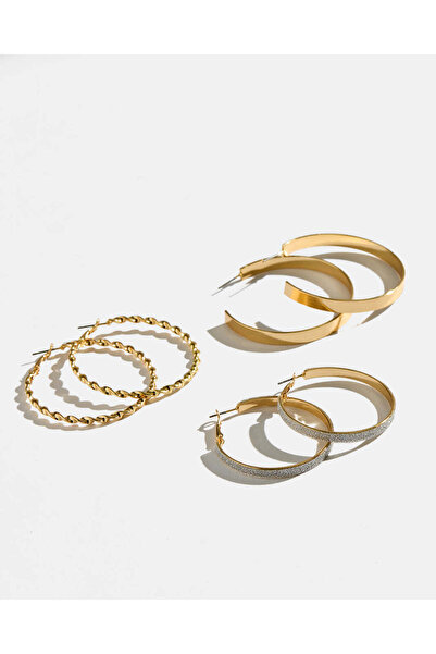 REDTAG مجموعة أقراط نسائية مزينة بالذهب (3 أزواج)