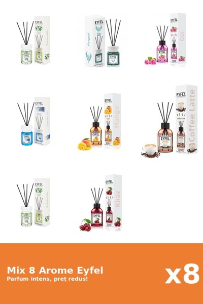 Eyfel Set 8 Mix Eyfel: 1x Angel, 1x Cafea, 1x Cirese, 1x Cool Water, 2x Iasom...