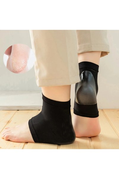 ForWhat Black Silicone Heel Moisturizing Socks for Office Home Office Personal Care