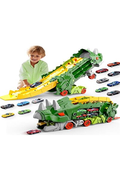 Generic لعبة زحليقة التنين المثلثة على شكل سيارة تأكل الديناصورات | لعبة مسلي...