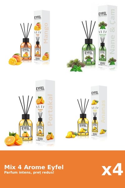 Eyfel Set 4 Mix Eyfel: 1x Ananas, 1x Mango, 1x Pin Si Menta, 1x Portocala