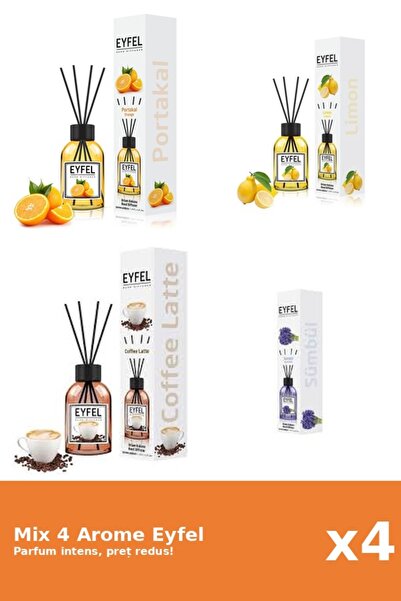 Eyfel Set 4 Mix Eyfel: 1x Cafea, 1x Lamaie, 1x Portocala, 1x Zambile