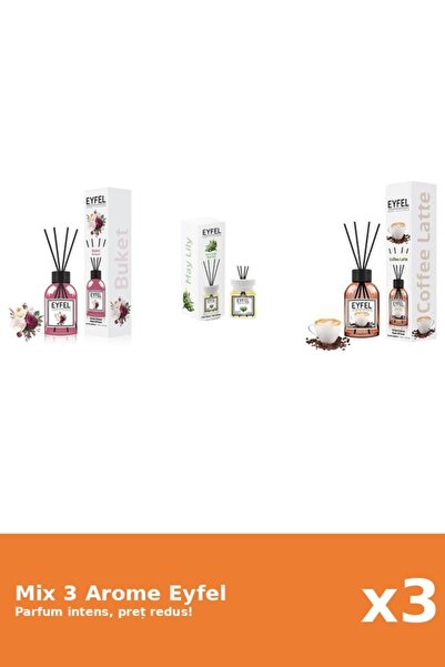 Eyfel Set 3 Mix Eyfel: 1x Bouquet, 1x Cafea, 1x Lacramioare