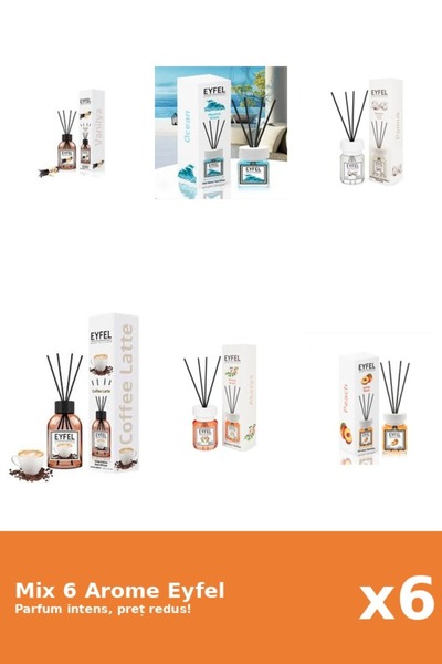 Eyfel Set 6 Mix Eyfel: 1x Acacia, 1x Bumbac, 1x Cafea, 1x Ocean, 1x Piersica,...