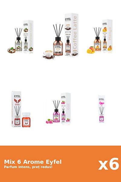 Eyfel Set 6 Mix Eyfel: 1x Bubble Gum, 1x Cafea, 1x Mango, 1x Nuca De Cocos, 1...