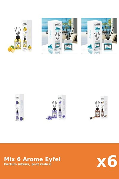 Eyfel Set 6 Mix Eyfel: 1x Lamaie, 1x Lavanda, 2x Ocean, 1x Vanilie, 1x Zambile