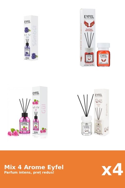 Eyfel Set 4 Mix Eyfel: 1x Bumbac, 1x Red Dragon, 1x Trandafir, 1x Zambile