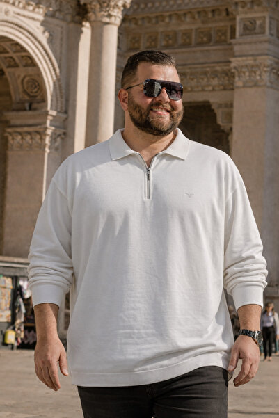 Maccali Swea pentru bărbați, de zi cu zi, mărime mare, albă, cu fermoar tricou