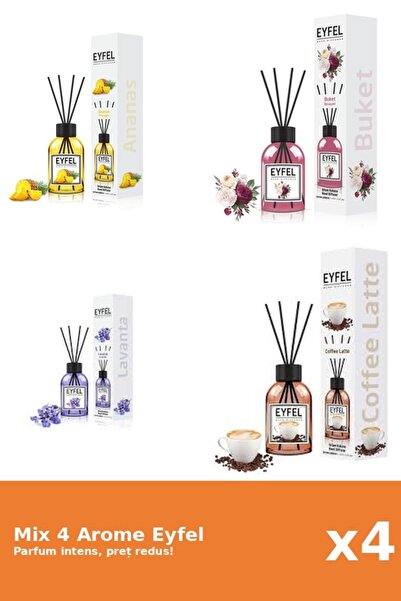 Eyfel Set 4 Mix Eyfel: 1x Ananas, 1x Bouquet, 1x Cafea, 1x Lavanda