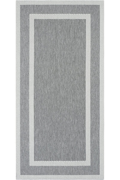 Cool Halı Easy Nunique Gri Krem Rengi Bordürlü Sisal Halı İnce Kaydırmaz Doku...