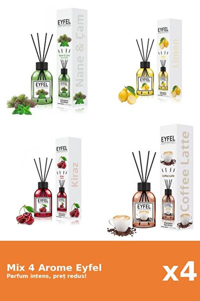 Eyfel Set 4 Mix Eyfel: 1x Cafea, 1x Cirese, 1x Lamaie, 1x Pin Si Menta