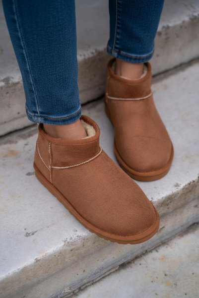 FEMME FATALE Tan Suede Women's Boots - Wool Inside, Comfortable Sole