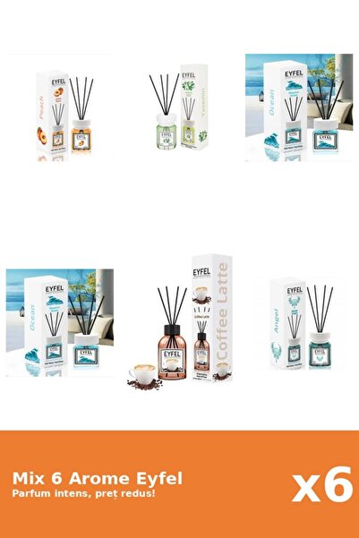 Eyfel Set 6 Mix Eyfel: 1x Angel, 1x Cafea, 1x Iasomie, 2x Ocean, 1x Piersica