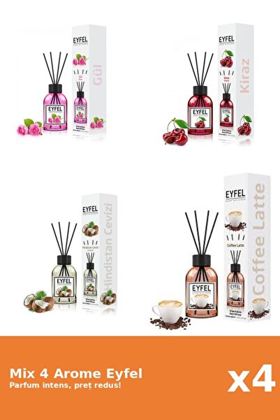 Eyfel Set 4 Mix Eyfel: 1x Cafea, 1x Cirese, 1x Nuca De Cocos, 1x Trandafir