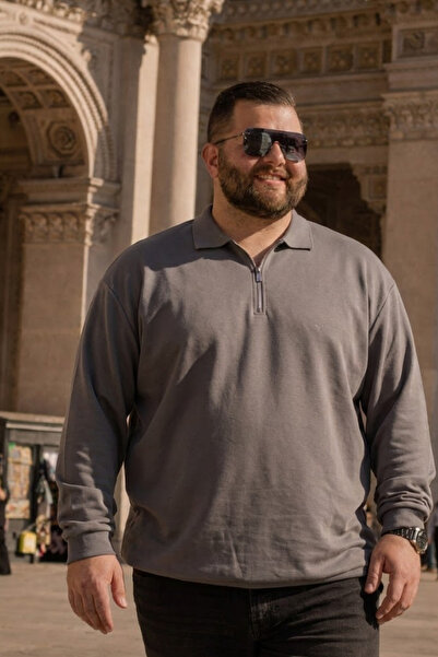 Maccali Swea pentru bărbați, de zi cu zi, mărime mare, cu fermoar, tricou