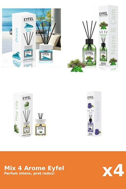 Eyfel Set 4 Mix Eyfel: 1x Lacramioare, 1x Ocean, 1x Pin Si Menta, 1x Zambile