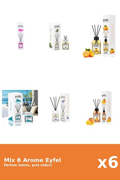 Eyfel Set 6 Mix Eyfel: 1x Bubble Gum, 1x Lacramioare, 1x Mango, 1x Ocean, 1x ...