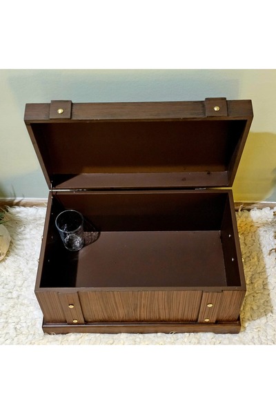 Tekir Store evinizi güzelleştirin Wooden Walnut Antique Gold Handle Promise Engagement Wedding Gift Dowry Chest 29*46 cm Storage Box