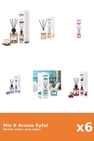 Eyfel Set 6 Mix Eyfel: 1x Acacia, 1x Bubble Gum, 1x Cafea, 1x Cirese, 1x Lava...