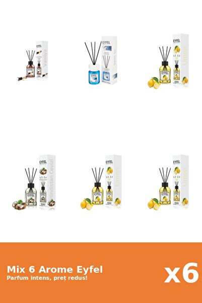 Eyfel Set 6 Mix Eyfel: 1x Cool Water, 3x Lamaie, 1x Nuca De Cocos, 1x Vanilie