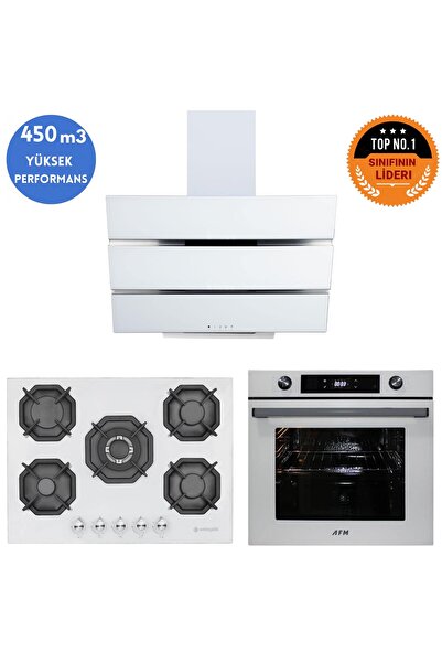 Eminçelik ve AFM TECH Markalı / SOFT 5 Gözlü 1'WOK Beyaz Ankastre Set ( 22 38...