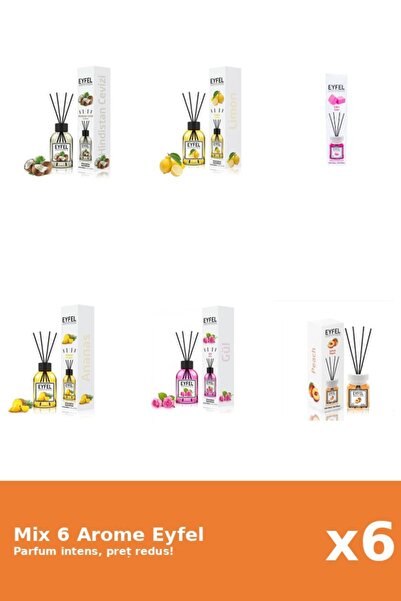 Eyfel Set 6 Mix Eyfel: 1x Ananas, 1x Bubble Gum, 1x Lamaie, 1x Nuca De Cocos,...