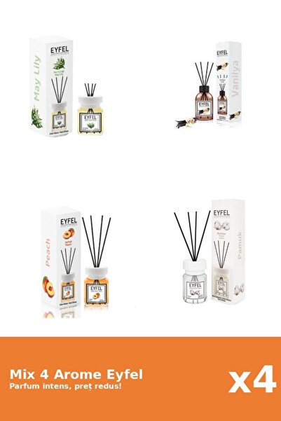 Eyfel Set 4 Mix Eyfel: 1x Bumbac, 1x Lacramioare, 1x Piersica, 1x Vanilie