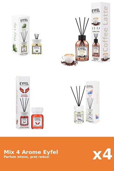 Eyfel Set 4 Mix Eyfel: 1x Cafea, 1x Lacramioare, 1x Orhidee, 1x Red Dragon