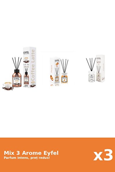 Eyfel Set 3 Mix Eyfel: 1x Bumbac, 1x Cafea, 1x Piersica