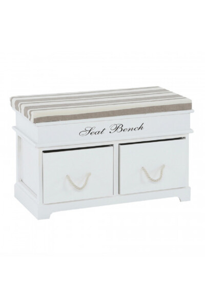 eMobili BAA602 - Bancă de 70 cm pentru baie, hol, depozitare - Albă