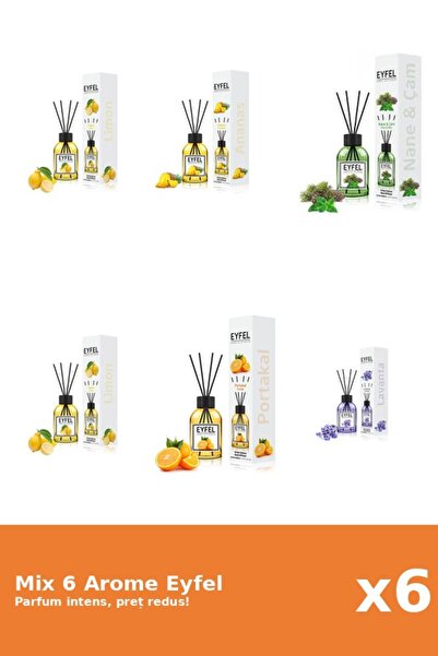 Eyfel Set 6 Mix Eyfel: 1x Ananas, 2x Lamaie, 1x Lavanda, 1x Pin Si Menta, 1x ...