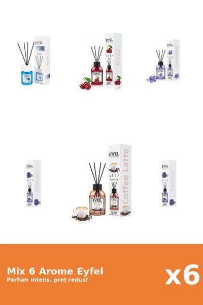 Eyfel Set 6 Mix Eyfel: 1x Cafea, 1x Cirese, 1x Cool Water, 1x Lavanda, 2x Zam...