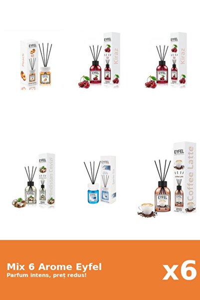 Eyfel Set 6 Mix Eyfel: 1x Cafea, 2x Cirese, 1x Cool Water, 1x Nuca De Cocos, ...
