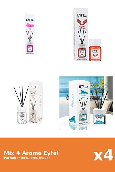 Eyfel Set 4 Mix Eyfel: 1x Bubble Gum, 1x Bumbac, 1x Ocean, 1x Red Dragon