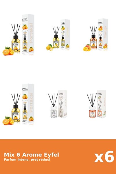 Eyfel Set 6 Mix Eyfel: 1x Acacia, 1x Bumbac, 1x Lamaie, 1x Mango, 2x Portocala