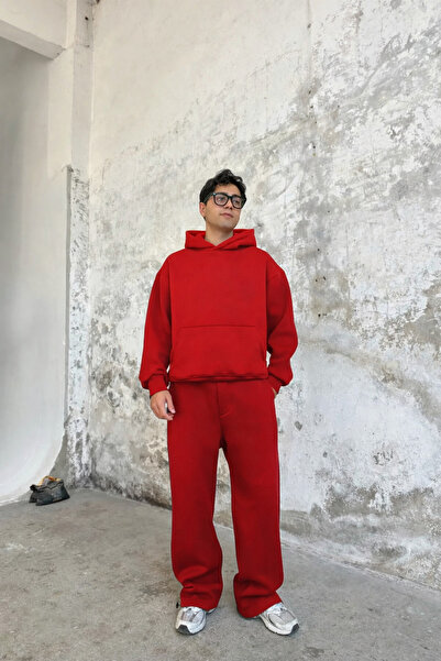 BARLİZ طقم رياضي رجالي فضفاض أساسي كبير الحجم موديل 3iplik