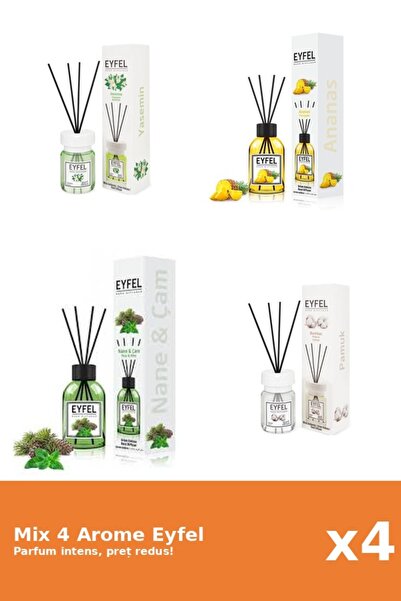 Eyfel Set 4 Mix Eyfel: 1x Ananas, 1x Bumbac, 1x Iasomie, 1x Pin Si Menta