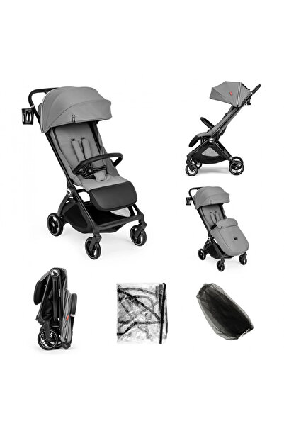 Kidnort Sjooter Grey baby stroller, foldable, compact, adjustable backrest, f...
