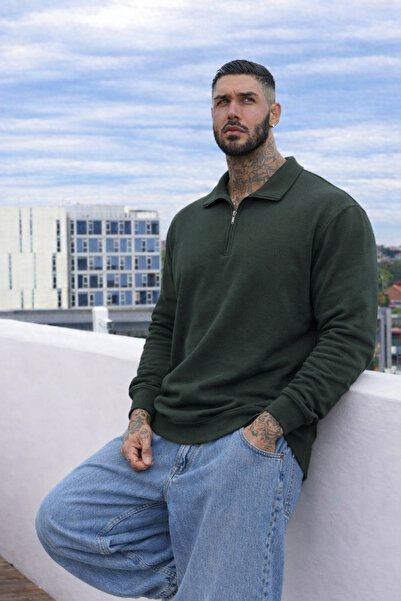 Maccali Чоловічий щоденний великий розмір Casual Хакі Світшот